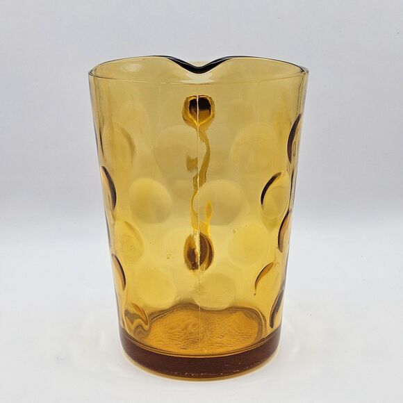 Hazel Atlas Pitcher El Dorado Amber Yellow Gold Coin Dot Glass Pitcher Carafe - Picture 5 of 13